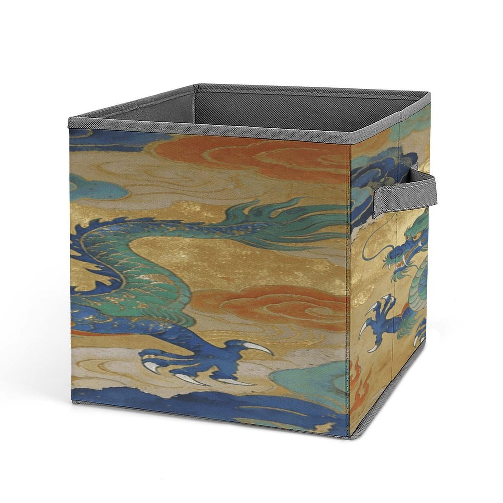 VstaDank Soaring Dragon in Auspicious Clouds Storage Bin Collapsible Storage Cubes Organizer Oxford Cloth Storage Box with Dual Handles Large Stackable Closet Storage Bins for Sheets Hat Sweater
