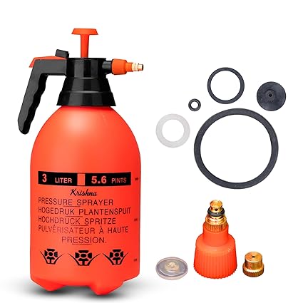 KRISHNA 3 Liter Garden Pressure Spray Pump with Extra Set of Front Nozzle &Washer KIT (Accessory KIT)