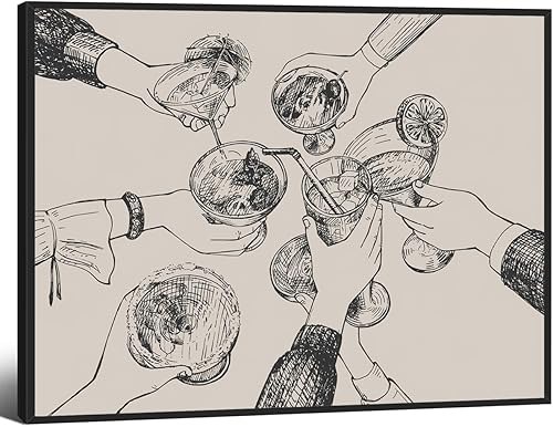 Miniatura 16 de CAXIYSH Lienzo divertido para pared, diseño retro de moda, carteles, barman, con texto en inglés "Was Cute Would Drink Here Again", impresiones para