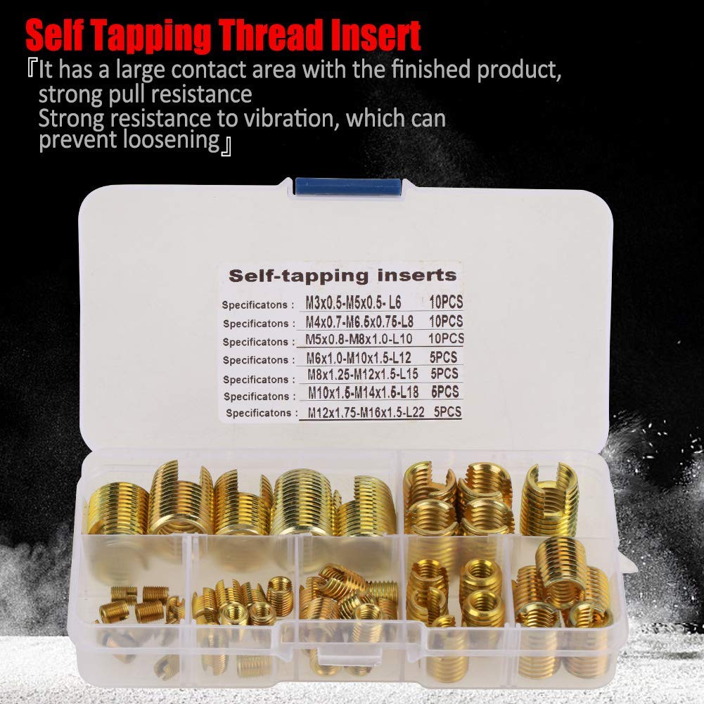 50Pcs Self Tapping Thread Slotted Inserts Set Repair Thread Tool, gold - Image 3