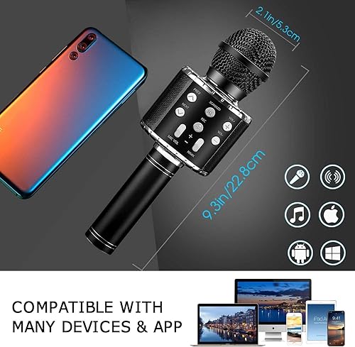 Miniatura 6 de ShinePick - Micrófono inalámbrico Bluetooth de karaoke, Micrófono 4 en 1, Micrófono portátil para niños, Reproductor de KTV para el hogar,