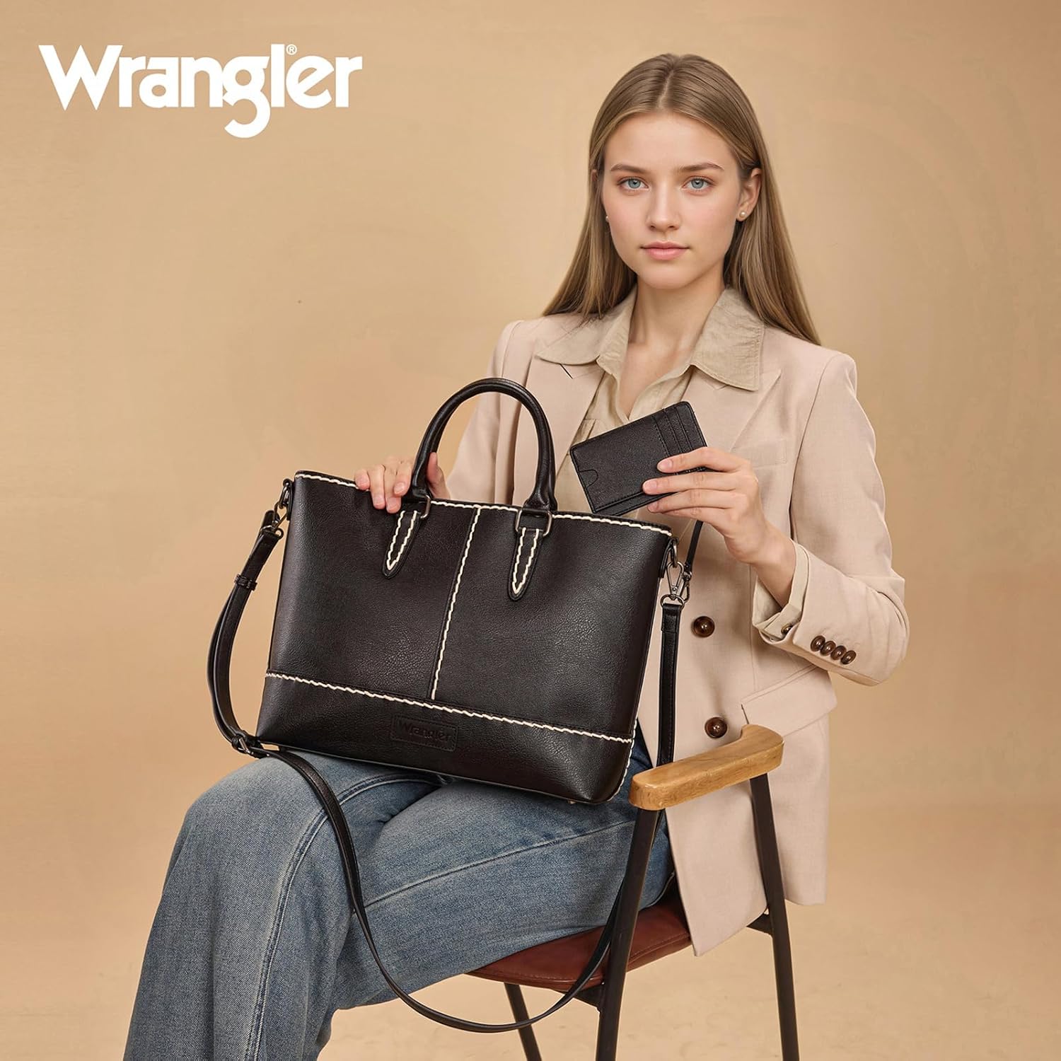 Montana West Wrangler Tote Bag for Women Top-handle Handbags Crossbody Bag with Removable Card Holder - Image 3