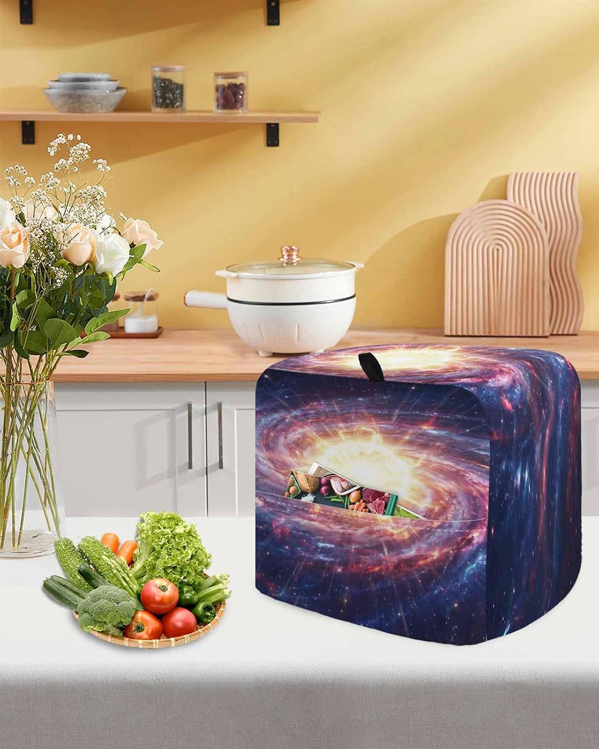 Sun Explosion Stand Mixer Cover with Storage Pocket, Waterproof Kitchen Mixer Covers, Modern Abstract Art Galaxy Universe Kitchen Appliance Dust Cover Compatible with 4/4.5 Quart Mixers