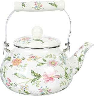 水壶 漆皮水壶 时尚 花纹 烧水壶 茶壶 大容量 可爱 广口 水壶 轻便 烹饪器具 家庭用 煤气灶 IH适用 2.4升 五颜六色 (组合色)