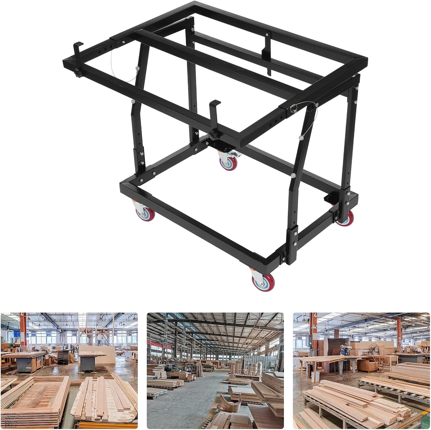 Drywall Panel Cart, 1000lbs Plywood Panel Dolly Trolley Truck 4 Swivel Wheels Tilting Panel Carts Adjustable Height & Length Panel Handler Cart for Factories, Warehouses, Shopping Mall