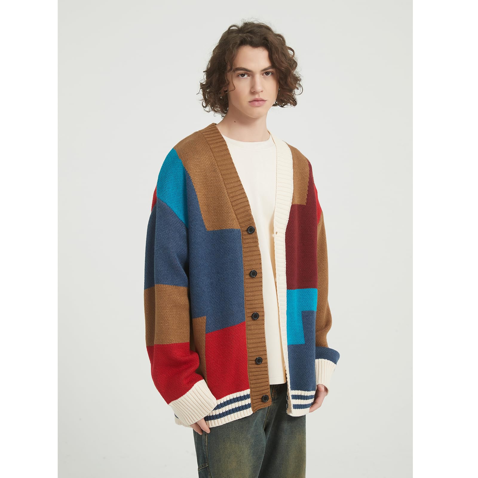 GURUNVANI Cardigan da Uomo Maglioni a Maglia a Maniche Lunghe con Bottoni