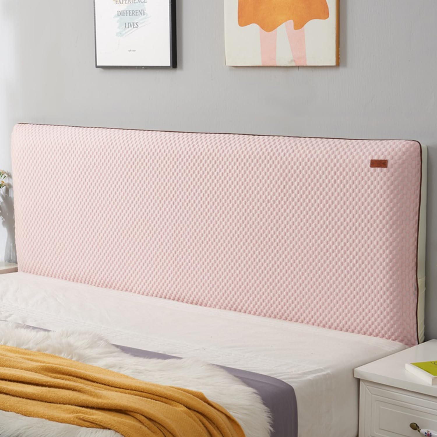 Dustproof Bed Headboard Cover Queen Size Fabric Headboard Slipcover Simple King Full Soft Comfortable Headboard Cushion Cover Bed Headboard Protector for Bedroom,Pink,1.2m(Full) H/60