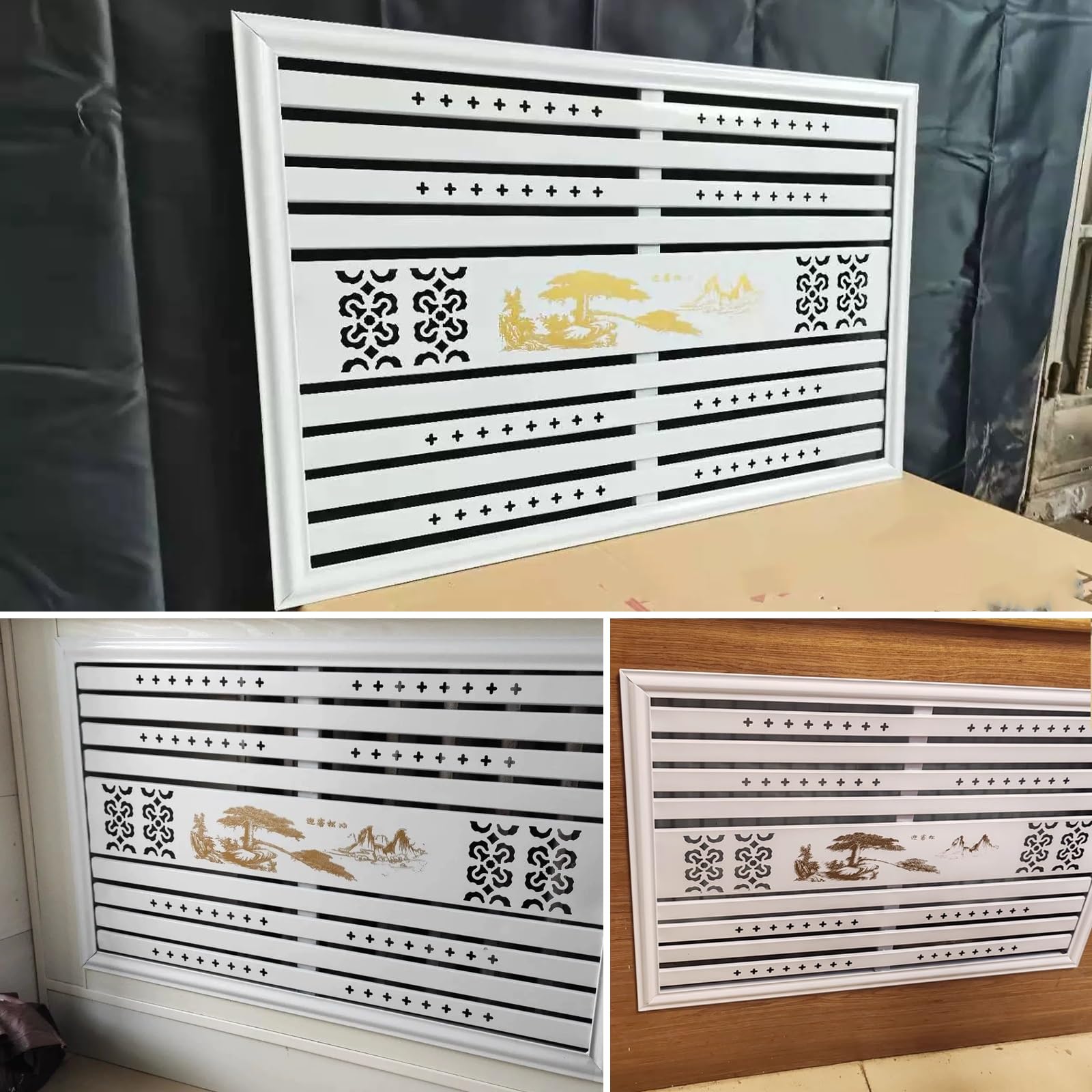 Osłony Grzejnikowe do Żeliwnych Grzejników Metalowych Ściennych Żeliwnych z Pustymi Listwami do Salonu Sypialni(White,150x60cm/59x24in)