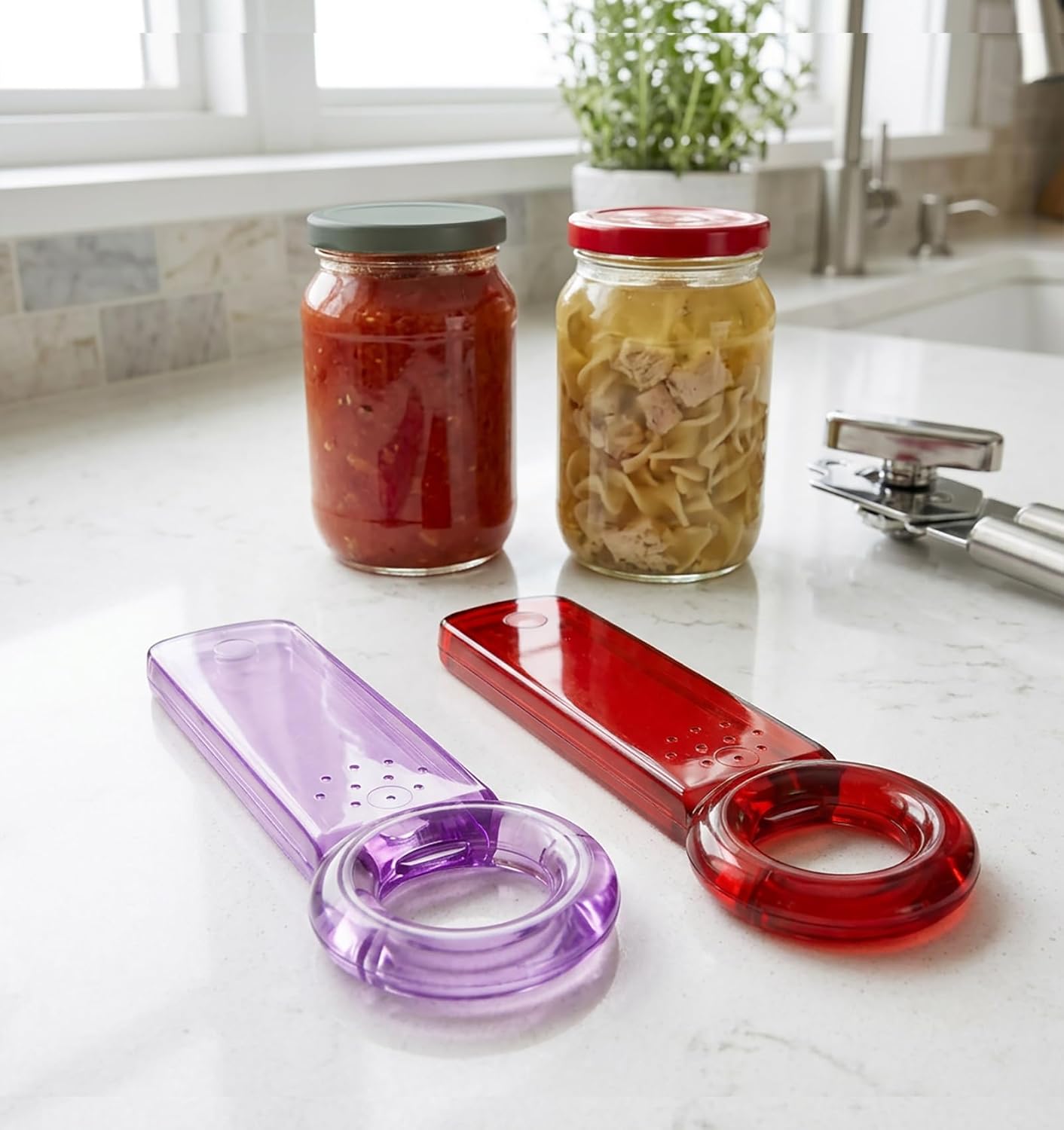 2Pcs Jar Key, Jar Openers for Seniors Easy Grip Plastic Lid Opener for Weak Hand Elderly and Seniors