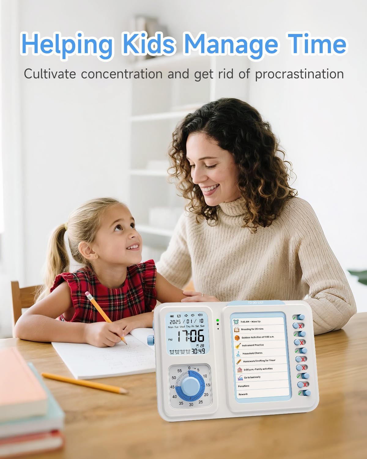 Visual Timer for Kids w/ Customizable to-do List Planner Board, ADHD Autism Tools, Task Organizer w/ Productivity Pomodoro Timer & Clock for Kids Daily Routines Schedule Tasks
