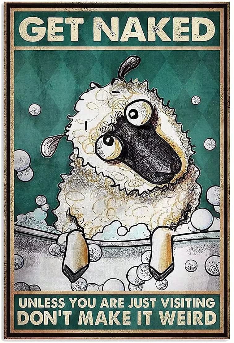 Sheep Bath Poster Metal Signs, Fun Poster For Bar Kitchen Cafe Farmhouse Wall Decor 8x12inch