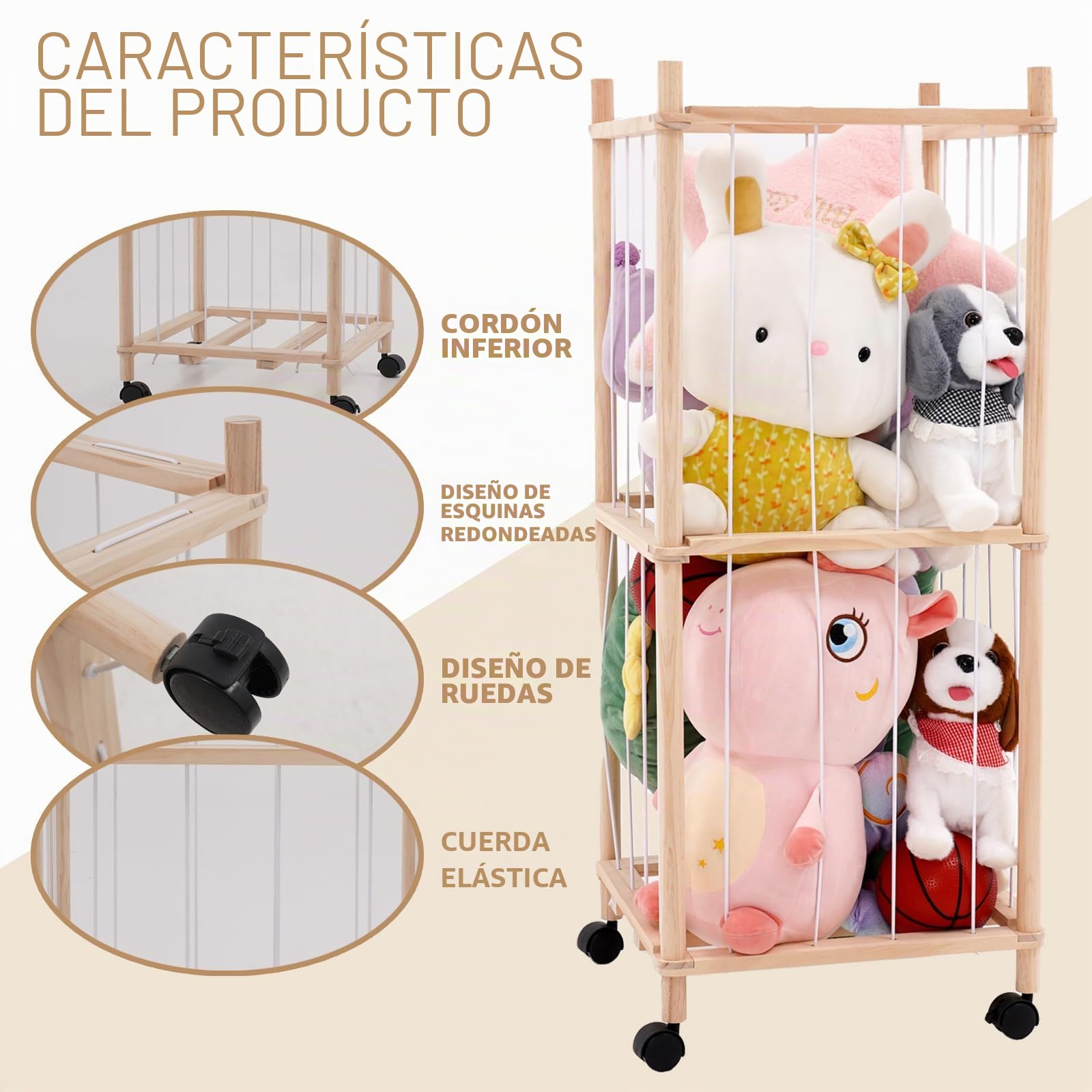 Estante de almacenamiento de animales de peluche de madera de zoológico, organizador de guardería, jaula de zoológico para guardería, sala de juegos, dormitorio, habitación de los niños, regalo de