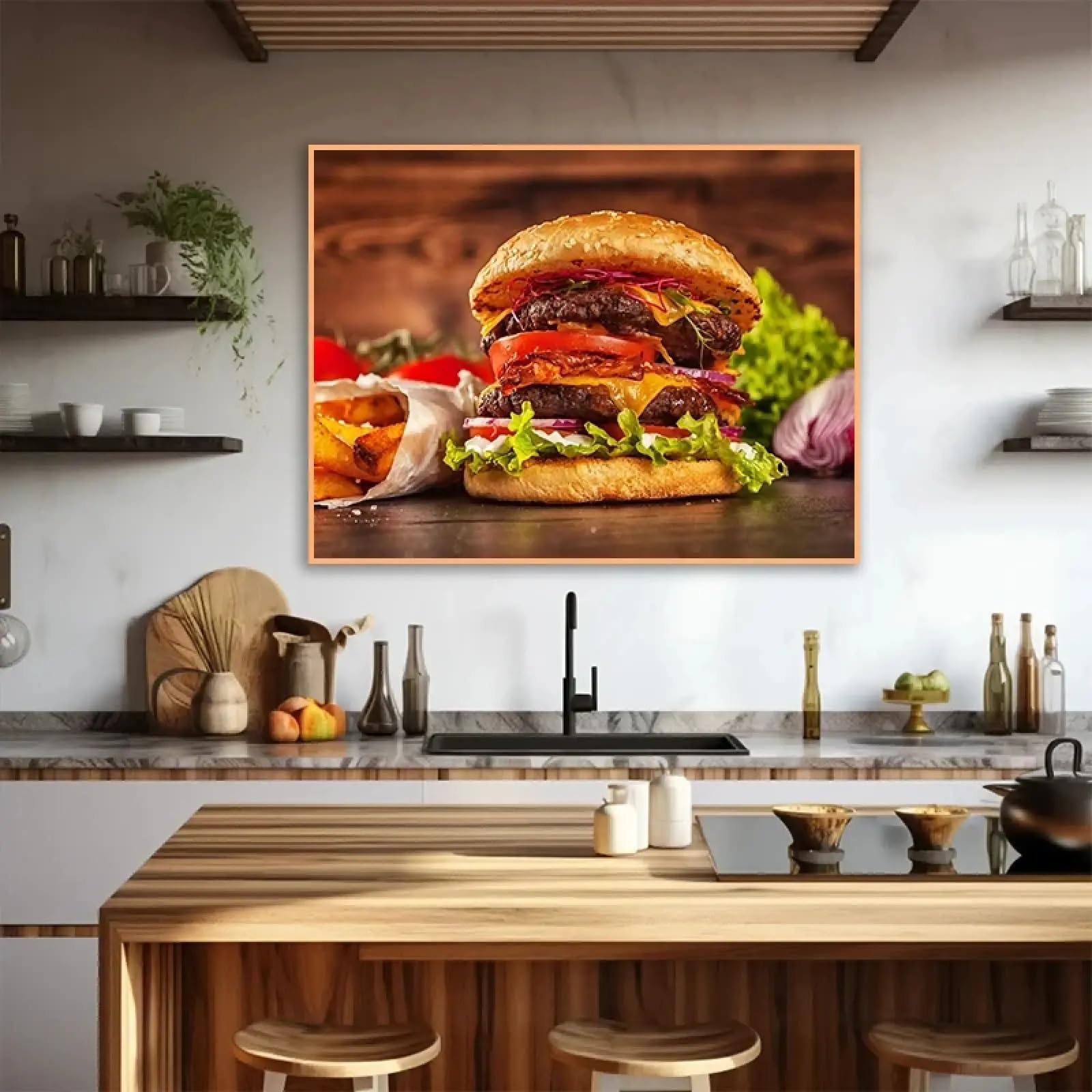 Affiche murale hamburger frites décoration restaurant 60x80cm - 7
