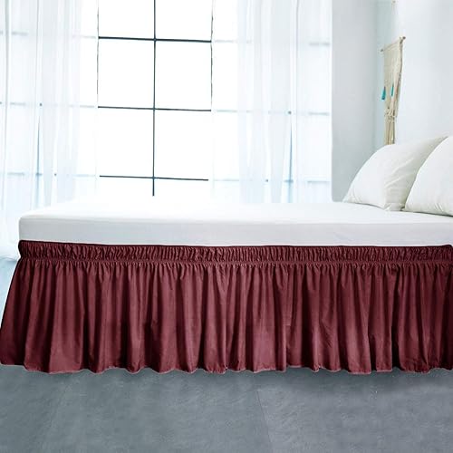 Miniatura 2 de Falda de cama envolvente con volantes elásticos, sedosos y suaves, sin arrugas, aspecto clásico y elegante en tu dormitorio