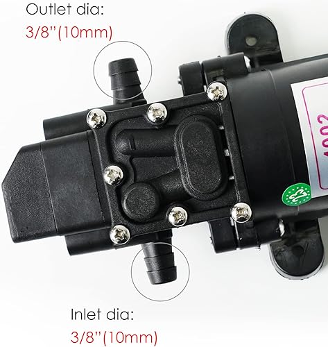 Miniatura 3 de G Ganen Bomba de agua dulce de 12 V CC con 2 abrazaderas de manguera, bomba de diafragma de 12 voltios, bomba rociadora autocebante con interruptor