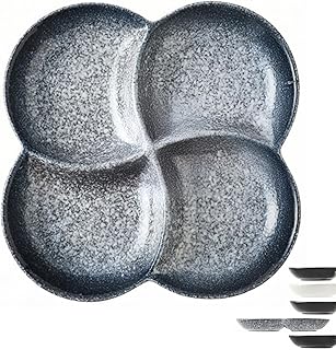 Japaness Portionskontrollteller, geteilte Teller für Erwachsene, bariatrische Teller zur Portionskontrolle, wiederverwendbares 4-teiliges Lunch-Tablett (21,6 cm, E)