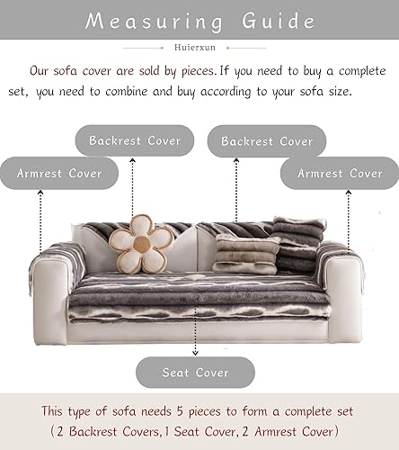 Miniatura 7 de Funda de sofá de piel sintética de color degradado, gris, gruesa, suave, mullida, antideslizante, protector de muebles lavable (gris oscuro, 28 x 28