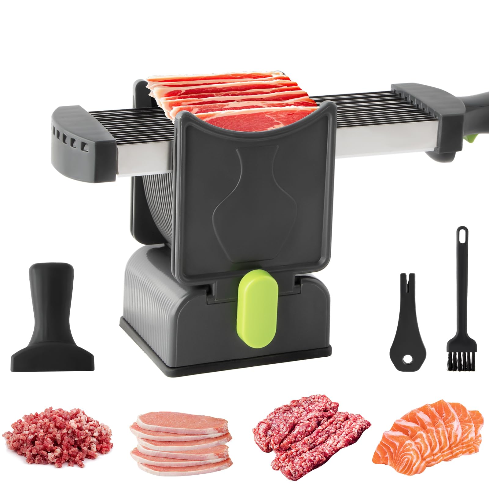 Fleischschneider, Meat Slicer Dicke Einstellbar 2 oder 4 mm, Fleischschneidemaschine Edelstahl Mit Saugnapfboden, Fleisch Schneidemaschine für Rindfleisch Schweinefleisch Lachs