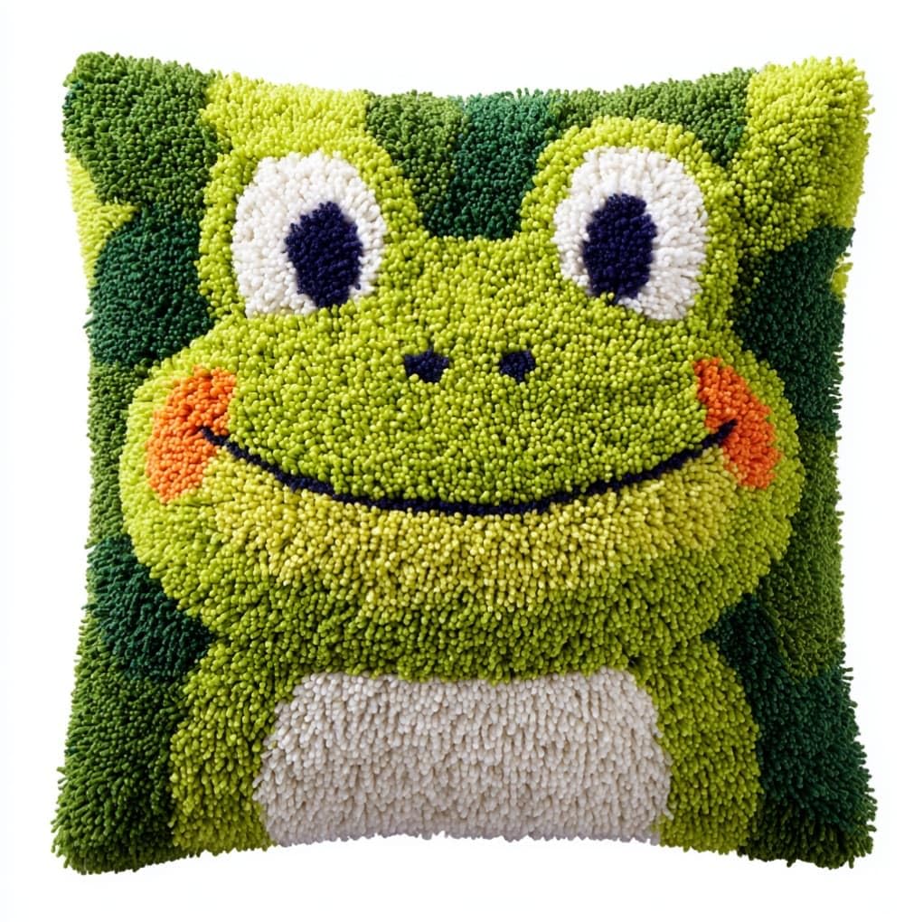 AxiangziK Latch Hook Cushion Kit 43x43cm,Frog