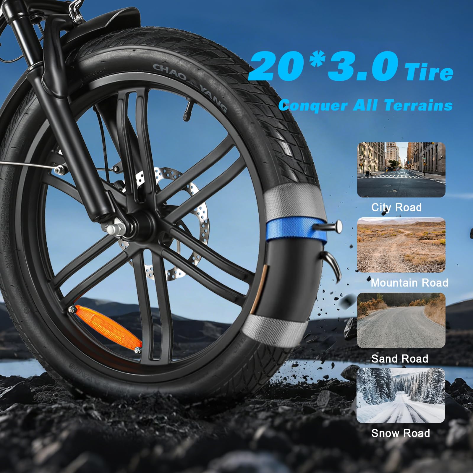 SAMEBIKE Bicicleta eléctrica Plegable 20" 250W Motor batería extraíble eBike para Commuting Caja de Cambios de 7 velocidades Bicicleta eléctrica Adulto Suspensión Delantera y Doble Disco Frenos