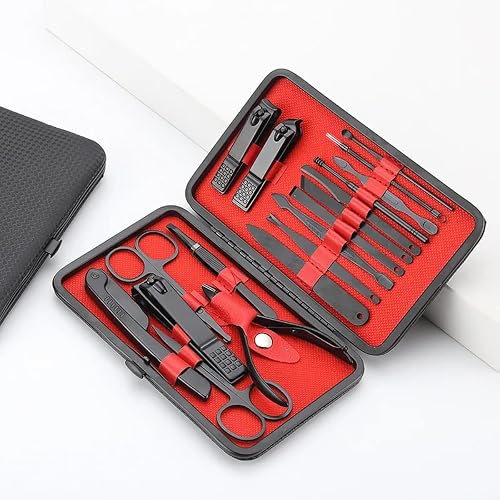18 Piece Manicure Set, Black, Nail Clipper Kit
