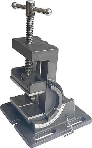 Miniatura 6 de HFS (R) Tornillo de prensa de hierro fundido de 4 pulgadas para taladrar, roscar y escariar con ajustes de ángulo, ancho de mandíbula de 4 pulgadas