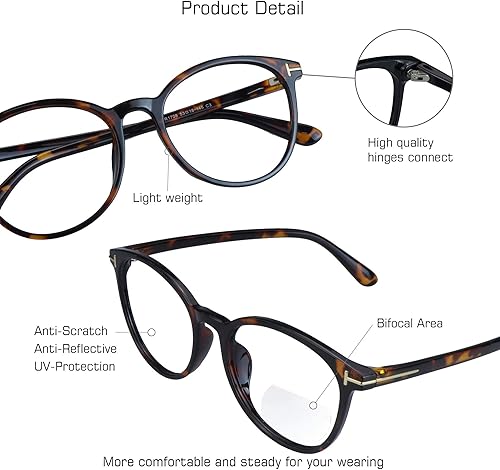 Miniatura 2 de VisionGlobal Lentes de lectura bifocales con bloqueo de luz azul para hombres y mujeres, elegantes lectores de computadora ovalados retro