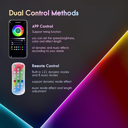 Miniatura 4 de Shine Decor Tira de luz LED IP68 de 16.4 pies, tira de luces LED RGB+IC de 24 V CC, luces de cuerda para exteriores con control remoto por
