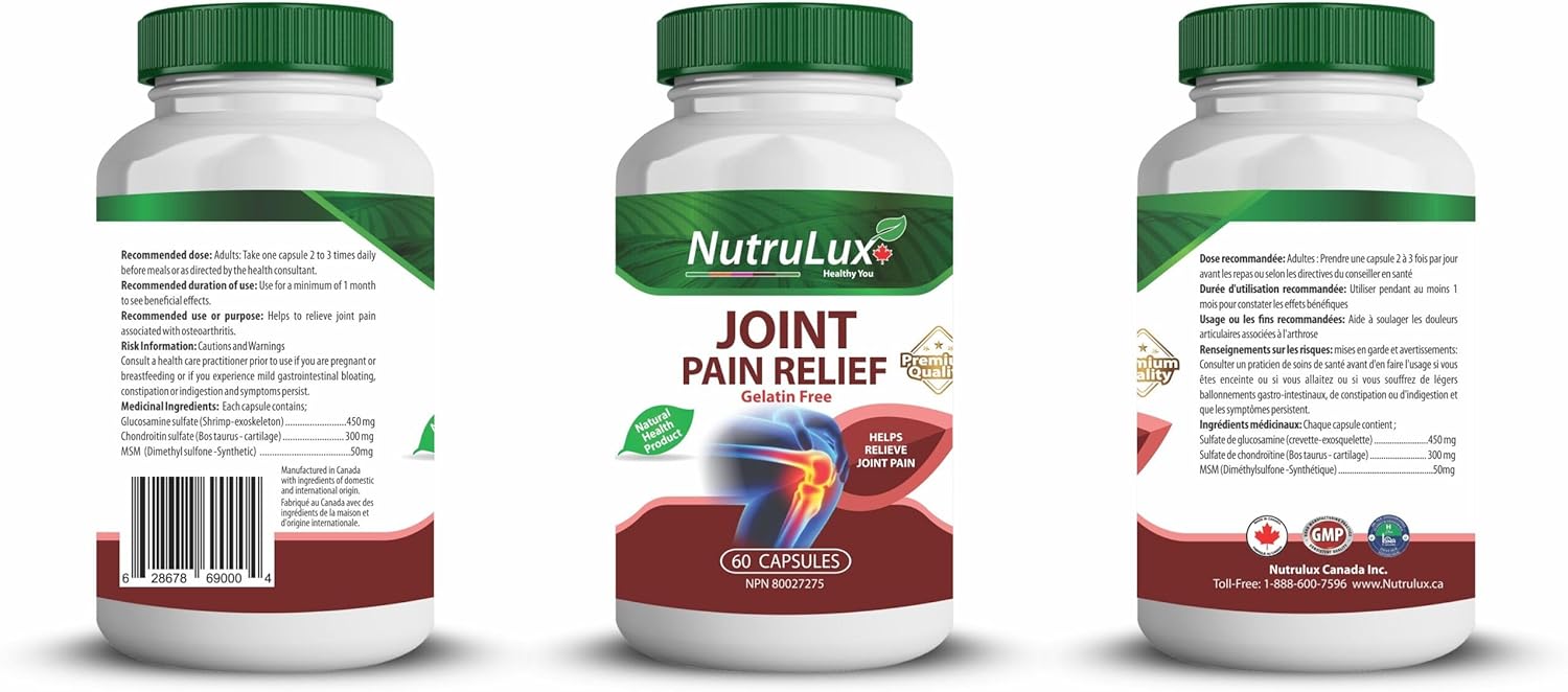NutruLux Joint Pain Relief Vegan GelatinFree Capsules 450mg