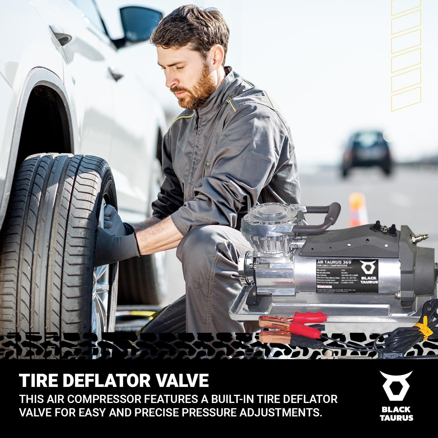 Portable Air Compressor - 12V Air Compressor / 24V 150 PSI for Car, Truck & 4x4, Dual Motor Heavy Duty Tire Inflator, Tire Inflator with Gauge, Long Air Hose - Air Compressor 369