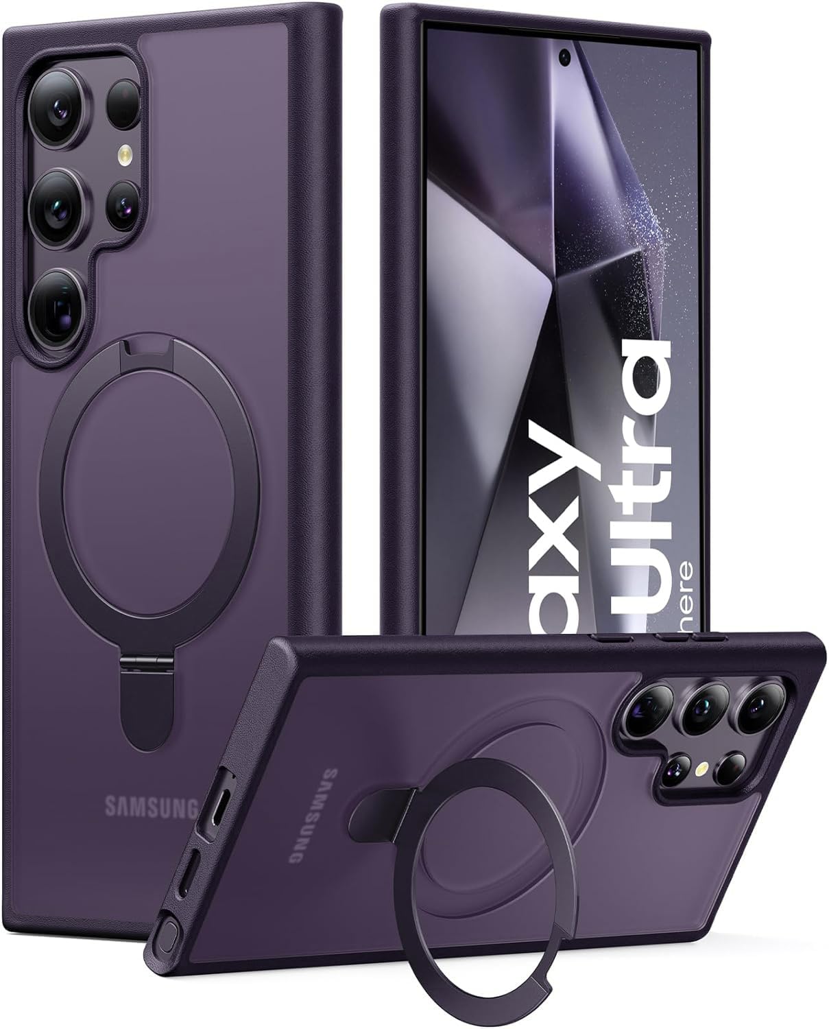 DIZORO Magnetic Ostand Ring Case Fit for Samsung Galaxy S24 Ultra Case Compatible with Mag Safe & Wireless Charging, Military Grade Drop Tested, Translucent Hard Back Soft Edge (Deep Purple) (B0DCP3QZP5) Amazon Price History, Amazon Price Tracker