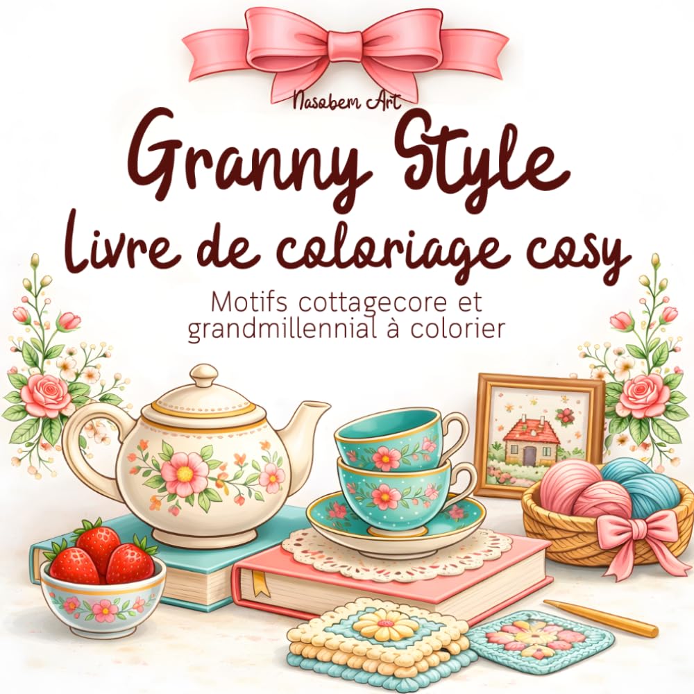 Granny Style – Livre de coloriage cosy pour adultes: Motifs cottagecore et grandmillennial à colorier: Plus de 40 pages relaxantes et esthétiques – ... fleurs, décoration vintage et ambiance cosy