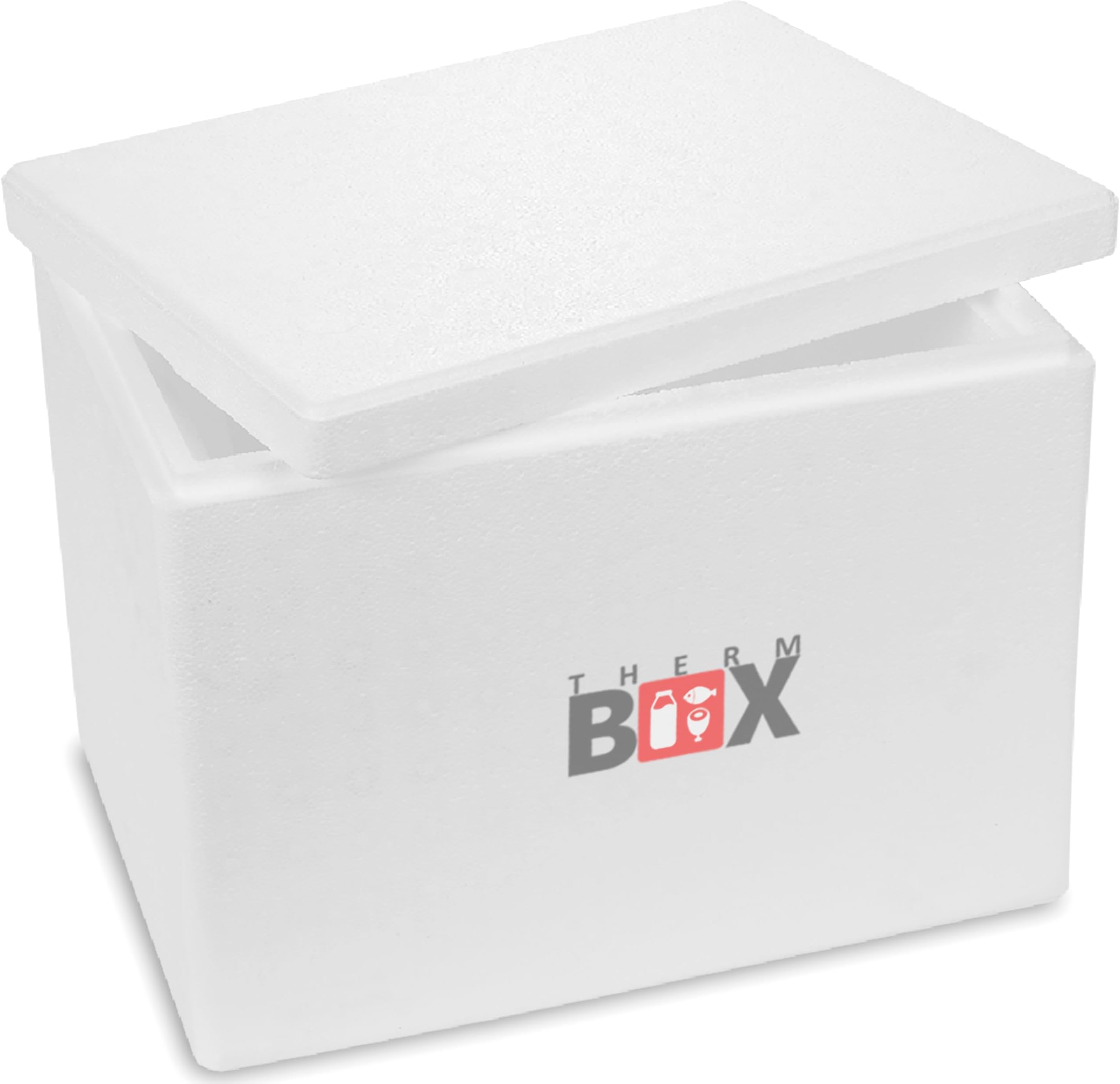 Therm Box Polystyrene Box with Lid – Thermal Box for Food and Drinks – Styrofoam Cool Box and Warming Box (40 x 30 x 30 cm – 19.58 Litres Volume)