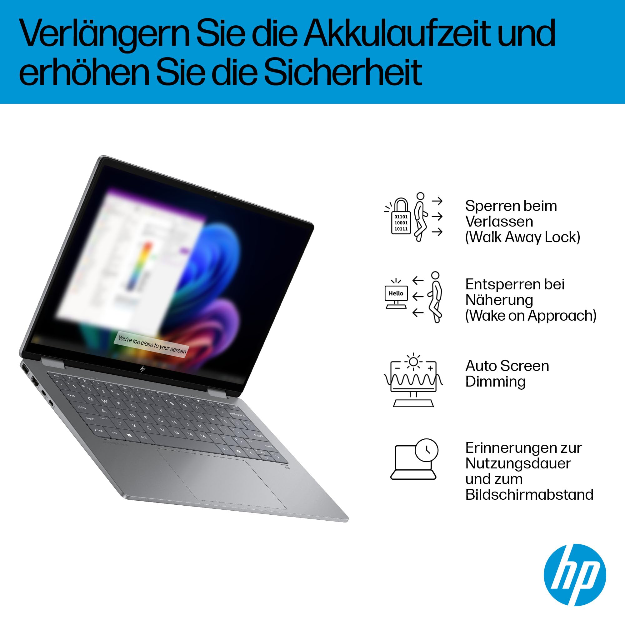 HP OmniBook X Flip 2-in-1 Laptop 14" 2K Touchscreen AMD Ryzen AI 7 16GB RAM 512GB Win11 Silber