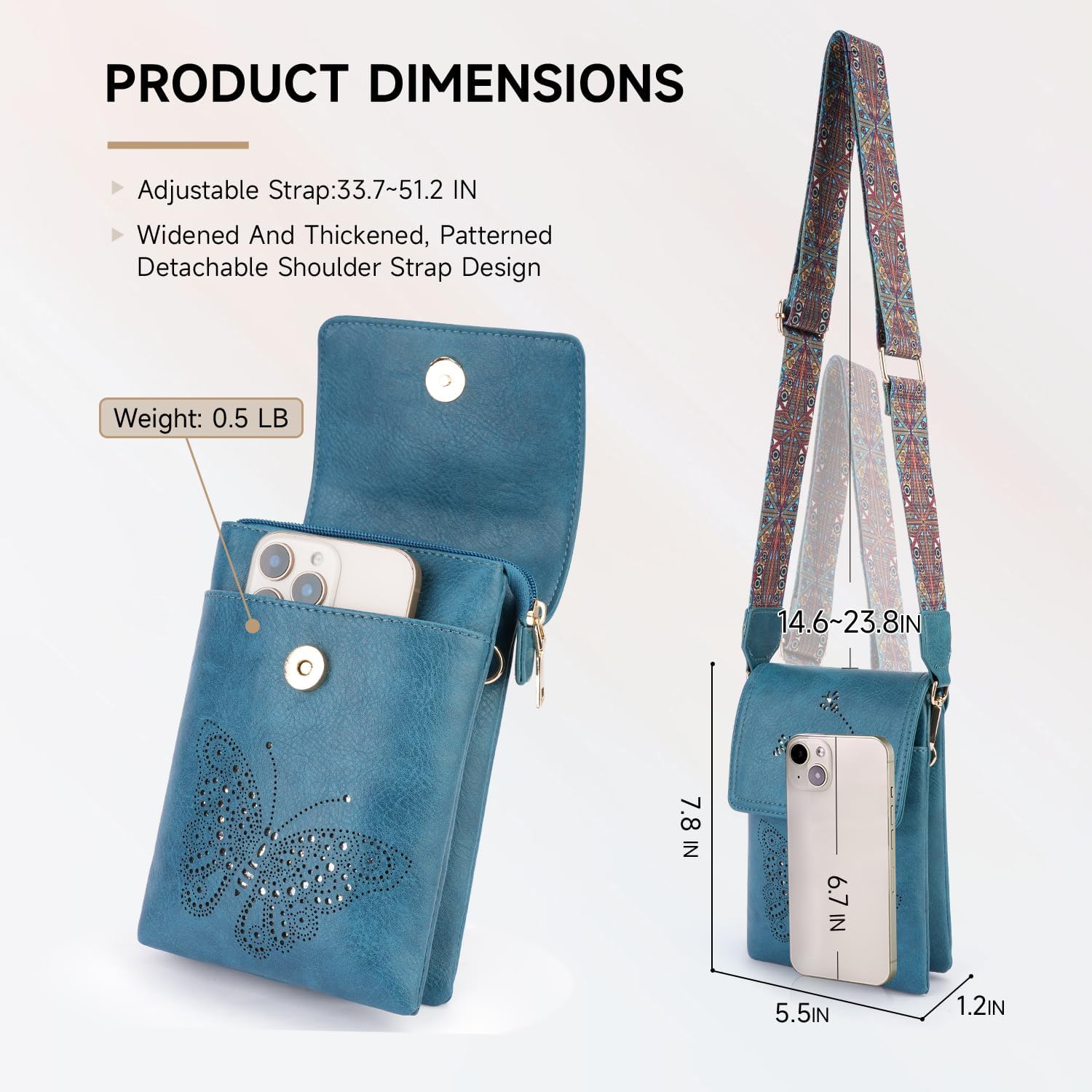 Leather Small Crossbody Bags for Women Trendy Cell Phone Bag Wallet Purses Butterfly Design - Image 6