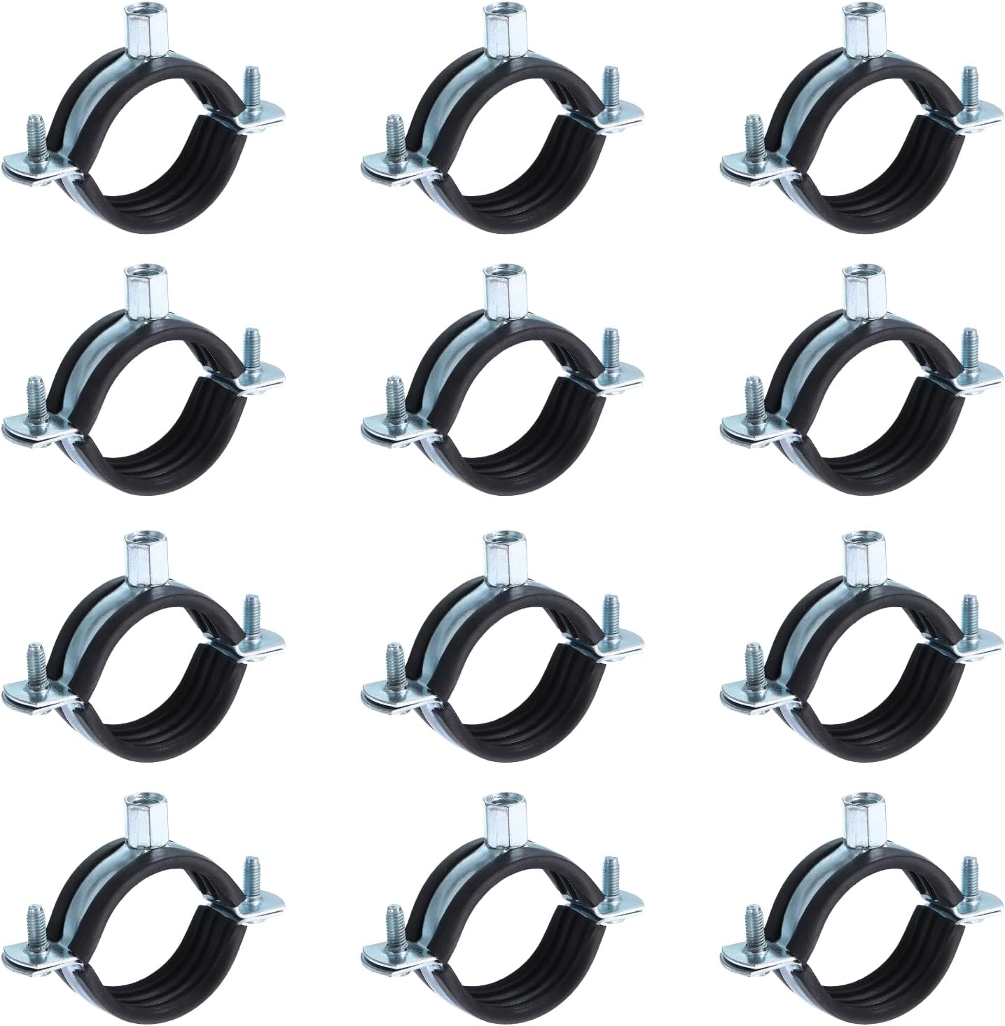 uxcell 12 Pcs Split Ring Pipe Hanger, 50mm/2inch Adjustable Pipe Bracket Clamp Wall Ceiling Mount Pipe Strap Support for Plumbing Drainage Pipe Tube
