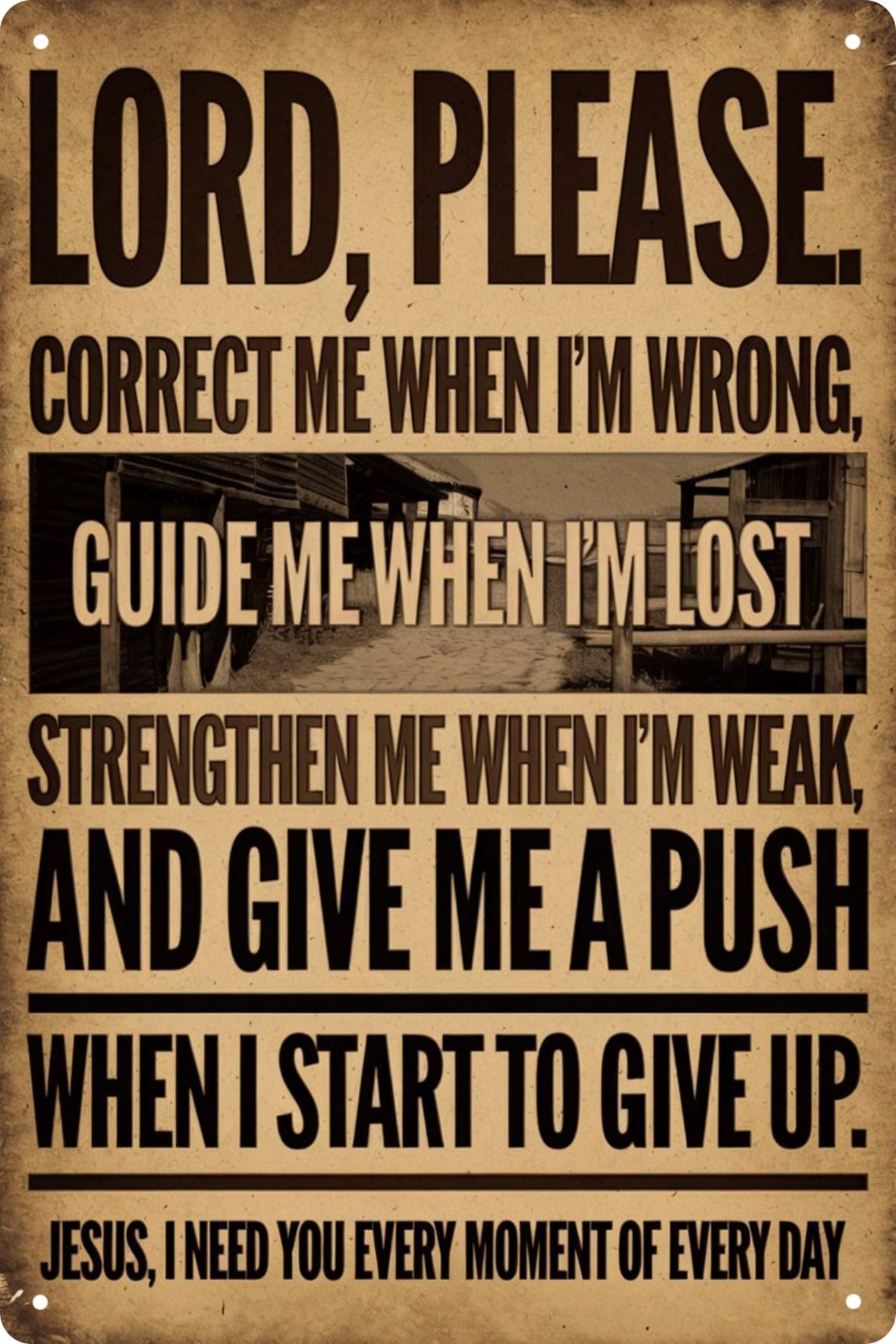 Vintage Religious Inspirational Metal Tin Sign 16x24 Inch