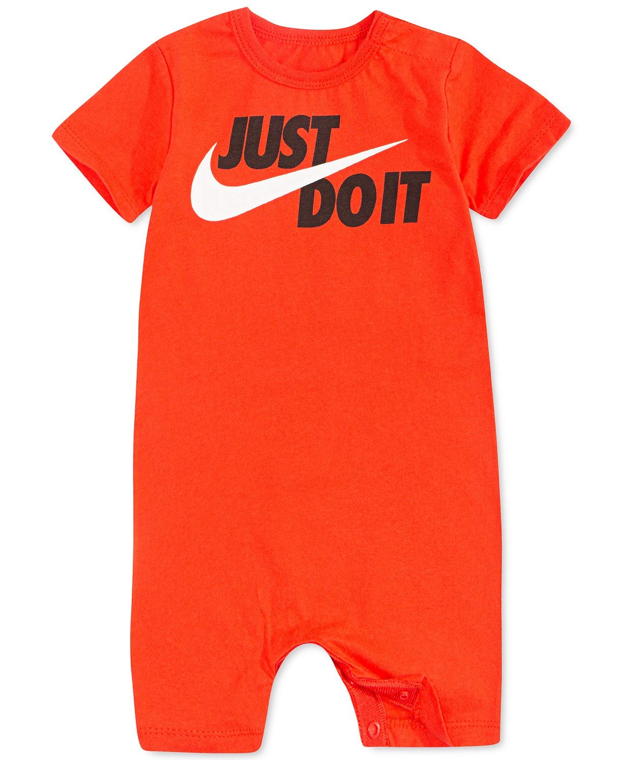Nike Baby Boy Just Do It Logo Romper (Habanero Red, 0-3 Months)