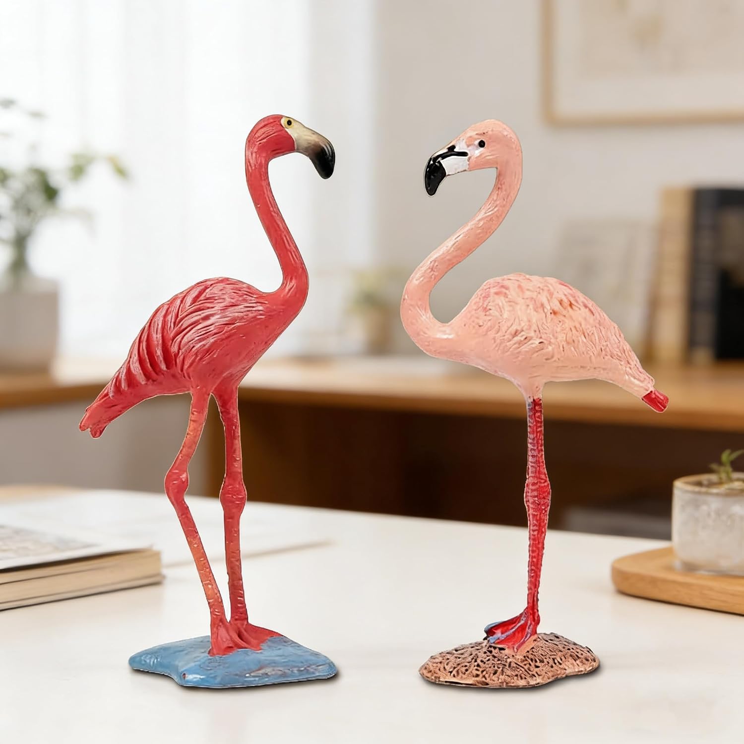 X Hot Popcorn 4 Pcs Mini Famingo Fgurines, Pink Small Plastic Flamingos image 3