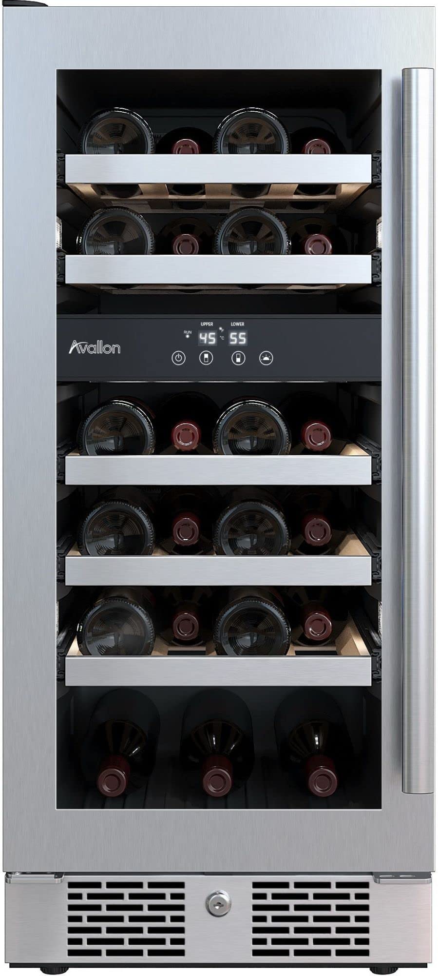 Avallon AWC152DZLH 15 Inch Wide 23 Bottle Capacity Dual Zone Wine Cooler with Left Swing Door
