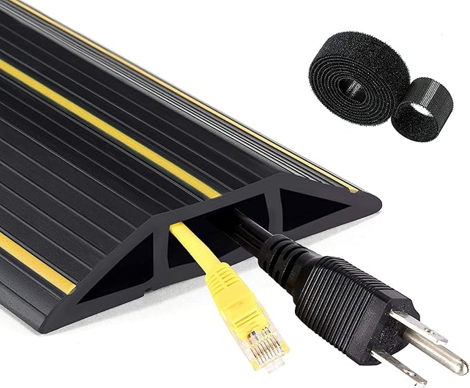 Cable Cover Floor, 10 Ft (3 M) Heavy Duty Cable Floor Protector 3 Cord