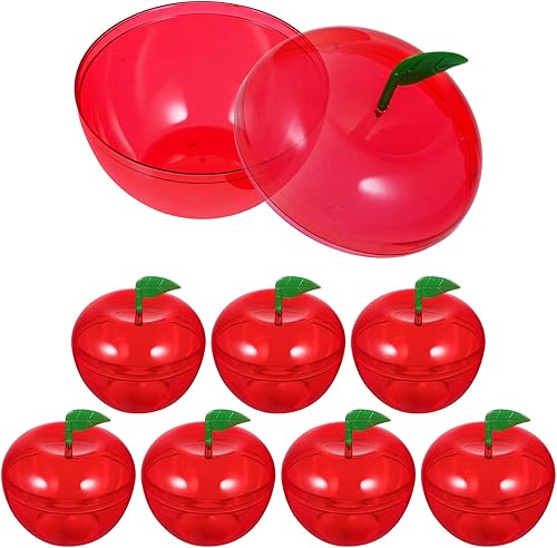 Angoily 8 recipientes de plástico para manzanas, contenedor de manzana roja, caja de dulces de manzanas de Navidad, decoraciones de bolas de árbol