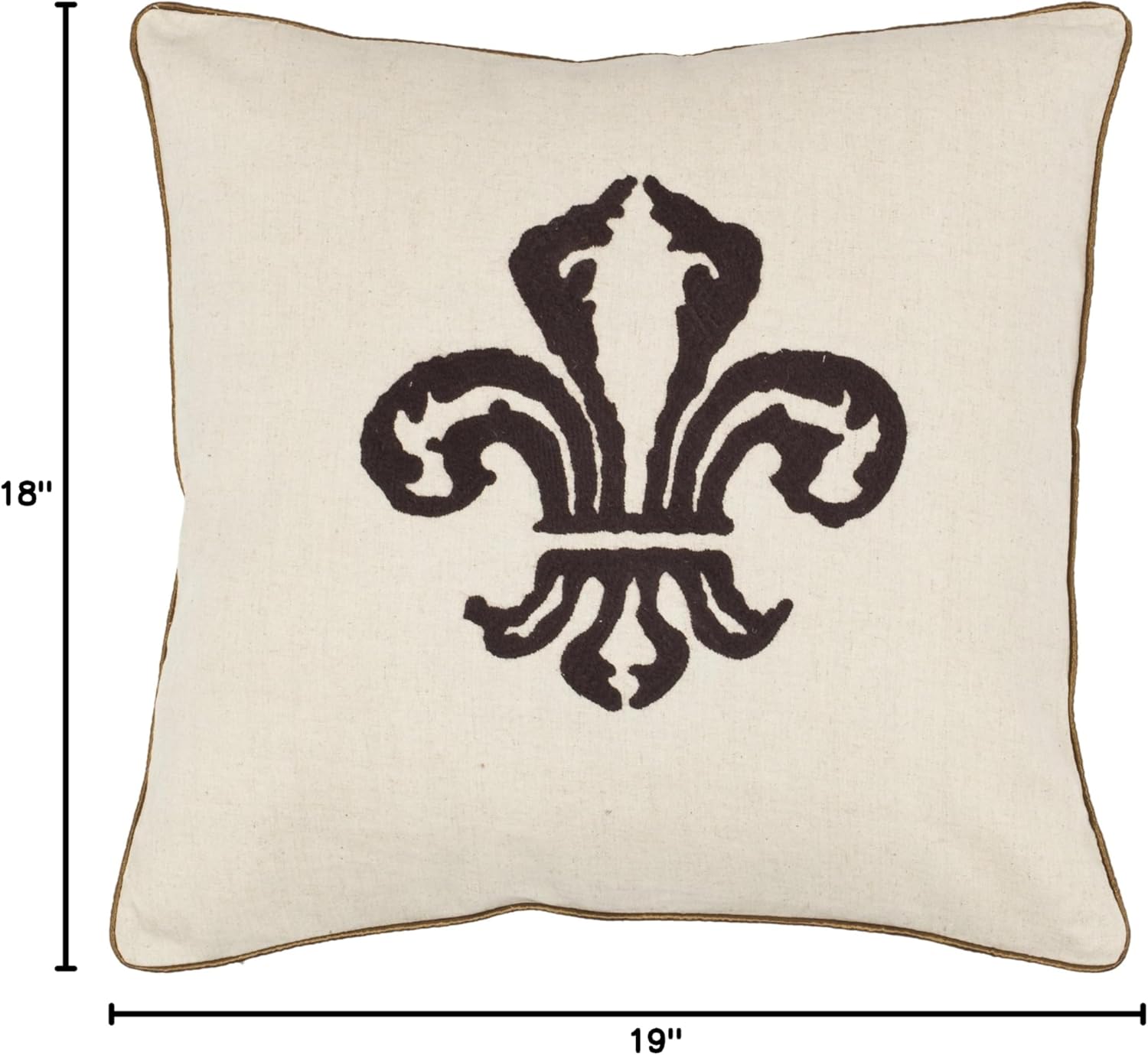 SAFAVIEH Pillow Collection 18-Inch Fleur-de-lis Pillow, Cream and Chocolate Brown, Set of 2
