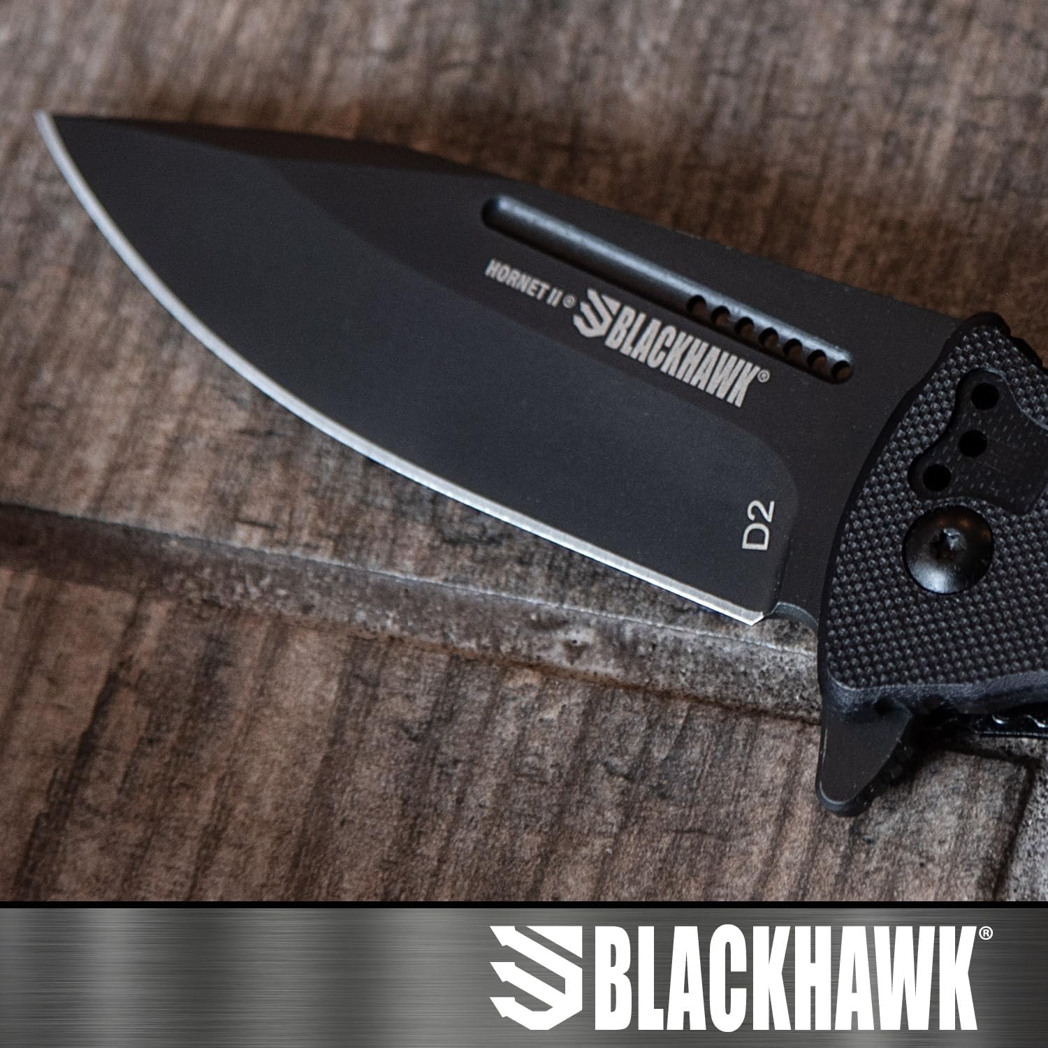 Bear & Son BLACKHAWK - ASSISTED - 3.25" - Drop Point - D2 Tool Steel - G10 w/SS Liners - Bronze Washers - BH15H201BK