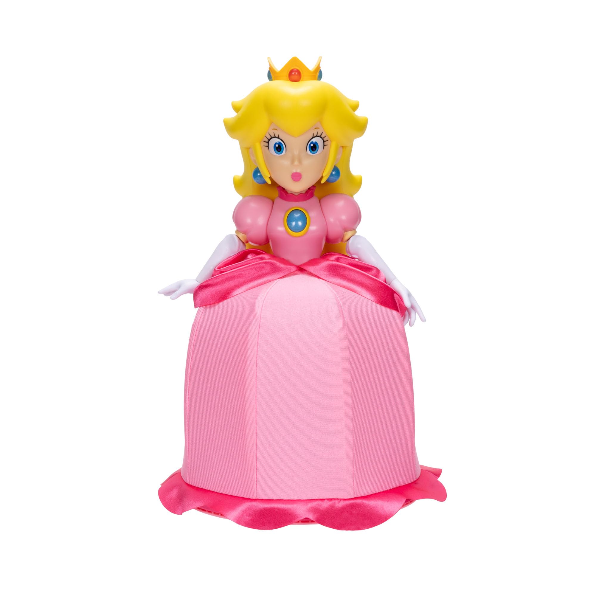 Super Mario Bros Princesa Peach Articulada Muñeca de Jakks Pacific, Licenciada Oficialmente, Posable con Vestido Iconicos y Corona - Regalo Muy Detallado