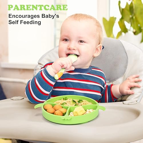 Miniatura 4 de Platos para niños pequeños, platos para bebés con succión, placas de succión divididas de silicona de grado alimenticio para niños pequeños y bebés,