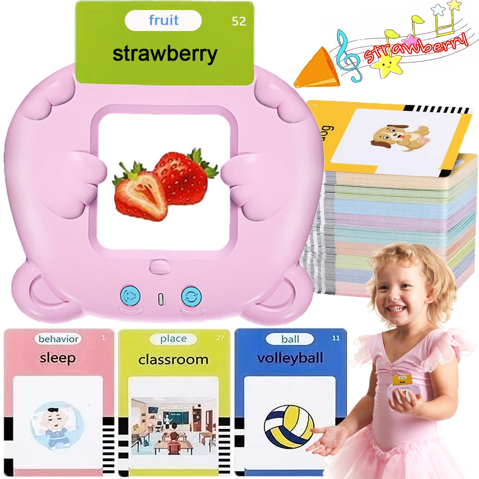 510 Words Talking Flash Cards for Toddlers Age 1 2 3 4 5 British English Accent Speech Therapy Toys for 2 Year Old Boys Girls Educational Audible Flashcard Device UK Kids Sight Words Talking Flashcard