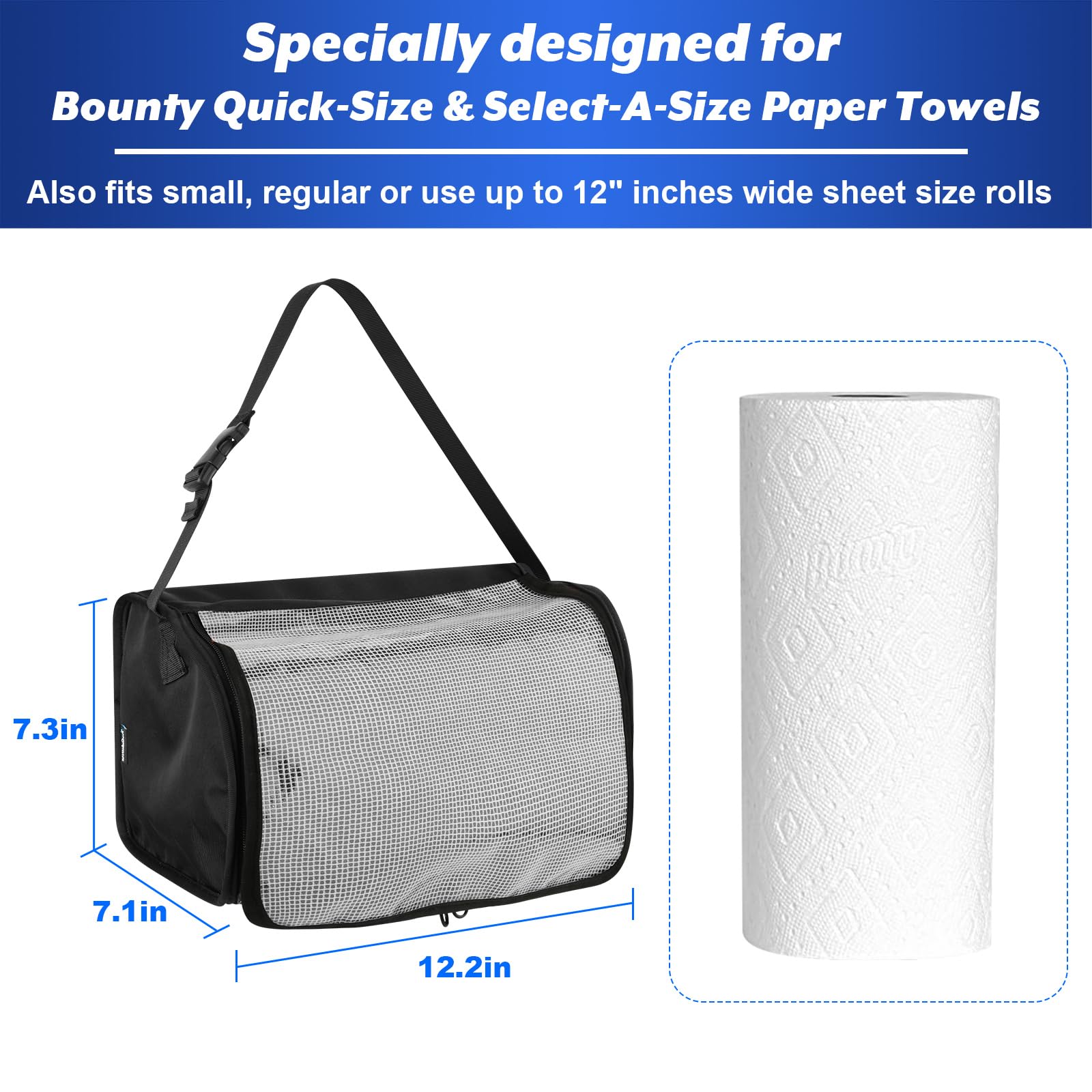 Soporte para toallas de papel de cocina, dispensador de toallas de papel colgante con cubierta transparente, papel fácil de rasgar, impermeable, soporte para toallas para organización y almacenamiento 2