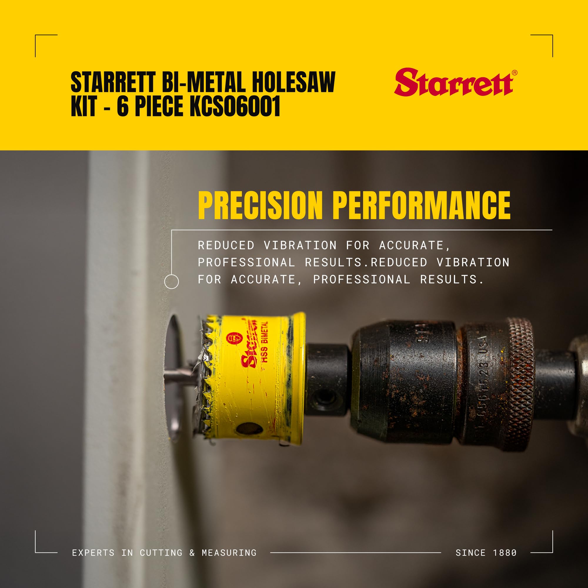 Starrett KCS06001 Kit per sega a tazza Bi-metallo, taglio uniforme, senza fili, 6 pezzi