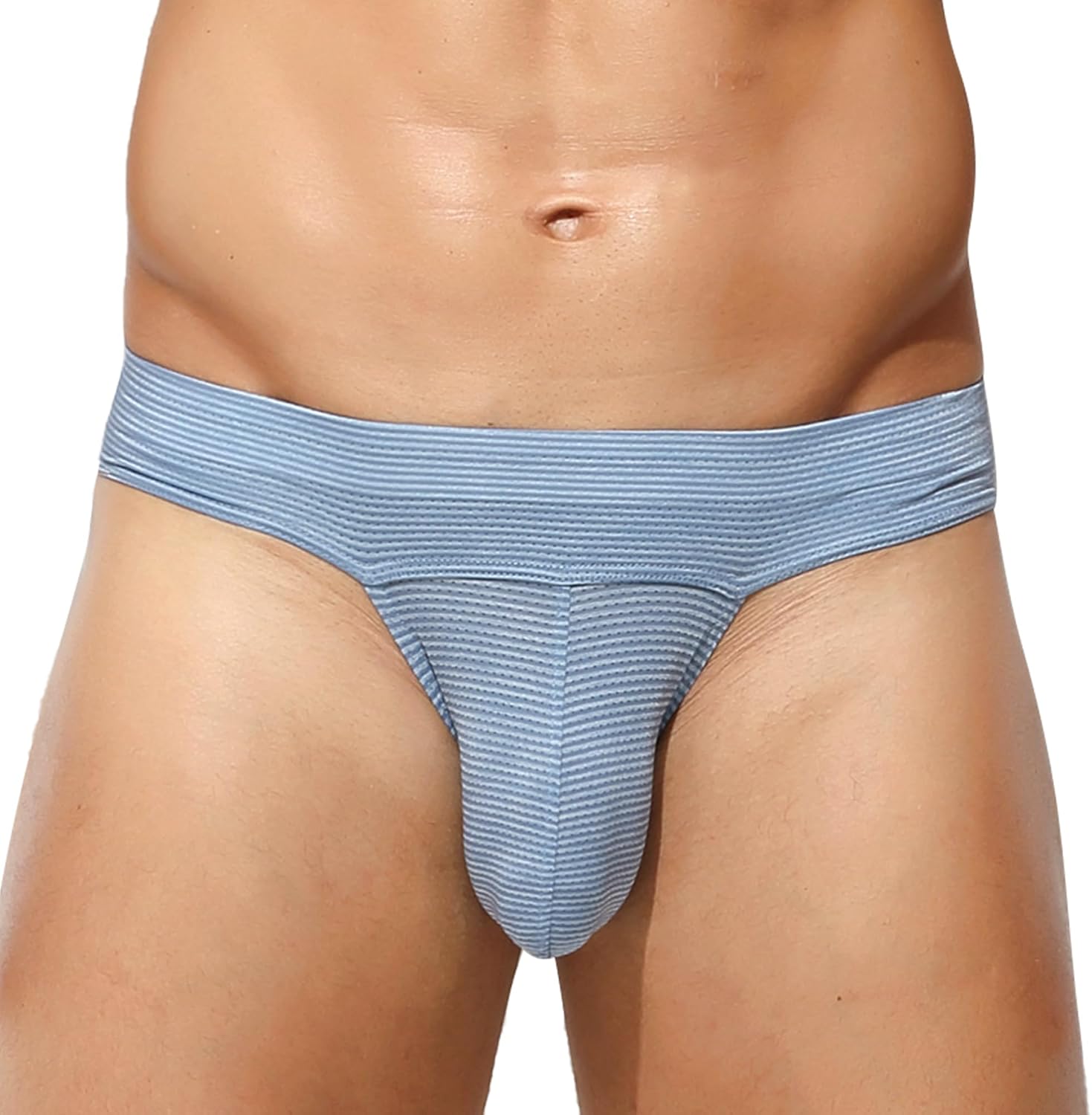SEAUR Men's Sexy Breathable Briefs Mesh Low Rise Underwear Stretch Bulge Pouch Panties Comfy Stripes Underpants
